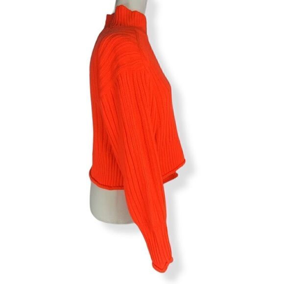 GB Mock Collar Sweater Fluorescent Orange XS - Picture 2 of 3